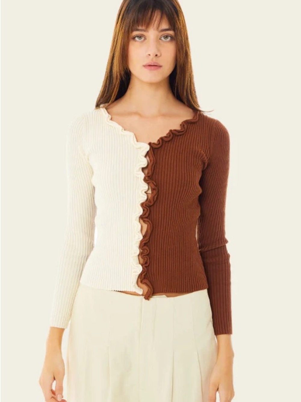 Charlie Ruffle Knit Top Cafe Au Lait
